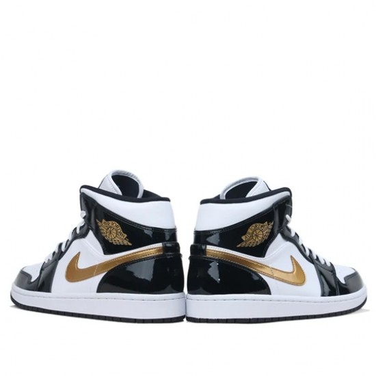 Jordan 1 Mid "Patent Black White Gold" Dámské/Pánské Boty 852542-007