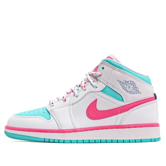 Jordan 1 Mid "White Pink Green Soar" Dámské Boty 555112-102